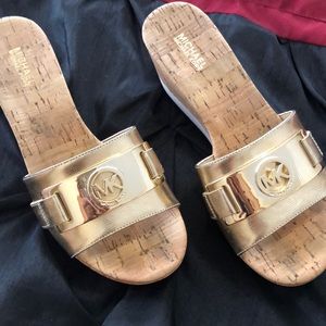 Barely used Michael Kors gold tone shoes.
